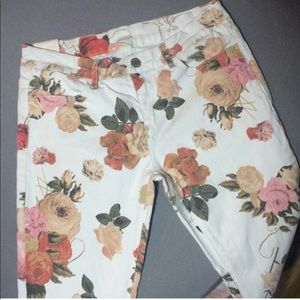 Insight White Rose Printed Skinny Jeans